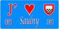 Plaque métal décorative, J'❤️Saulny, Moselle, fond mur bleu 57