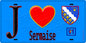 Plaque métal décorative  J' ❤️Sermaise, Essonne (91) fond bleu