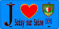 Plaque métal décorative  J' ❤️Soisy-sur-Seine, Essonne (91) fond bleu