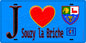 Plaque métal décorative  J' ❤️Souzy-la-Briche, Essonne (91) fond bleu