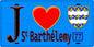 Plaque métal décorative  J' ❤️Saint-Barthélemy, Seine et Marne (77) fond bleu