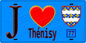 Plaque métal décorative  J' ❤️Thénisy, Seine et Marne (77) fond bleu