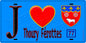 Plaque métal décorative  J' ❤️Thoury-Férottes, Seine et Marne (77) fond bleu