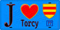 Plaque métal décorative  J' ❤️Torcy, Seine et Marne (77) fond bleu