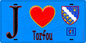 Plaque métal décorative  J' ❤️Torfou, Essonne (91) fond bleu