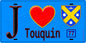 Plaque métal décorative  J' ❤️Touquin, Seine et Marne (77) fond bleu