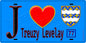 Plaque métal décorative  J' ❤️Treuzy-Levelay, Seine et Marne (77) fond bleu