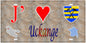 Plaque métal décorative 15 x 30 cm fond mur mur antique carte J' ❤️ Uckange, canton Fameck Moselle 57