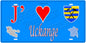 Plaque métal décorative 15 x 30 cm fond mur bleu carte J' ❤️ Uckange, canton Fameck Moselle 57