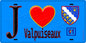 Plaque métal décorative  J' ❤️Valpuiseaux, Essonne (91) fond bleu