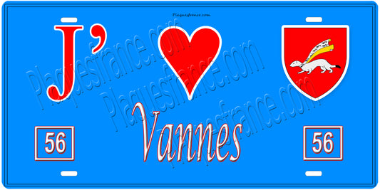 Plaque métal décorative  J' ❤️ Vannes, Morbihan (56)