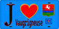 Plaque métal décorative  J' ❤️Vaugrigneuse, Essonne (91) fond bleu
