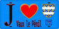 Plaque métal décorative  J' ❤️Vaux-le-Pénil, Seine et Marne (77) fond bleu