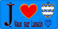 Plaque métal décorative  J' ❤️Vaux-sur-Lunain, Seine et Marne (77) fond bleu