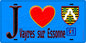 Plaque métal décorative  J' ❤️Vayres-sur-Essonne, Essonne (91) fond bleu