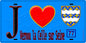 Plaque métal décorative  J' ❤️Vernou-la-Celle-sur-Seine, Seine et Marne (77) fond bleu