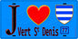 Plaque métal décorative  J' ❤️Vert-Saint-Denis, Seine et Marne (77) fond bleu