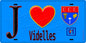 Plaque métal décorative  J' ❤️Videlles, Essonne (91) fond bleu