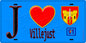 Plaque métal décorative  J' ❤️Villejust, Essonne (91) fond bleu