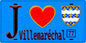 Plaque métal décorative  J' ❤️Villemaréchal, Seine et Marne (77) fond bleu
