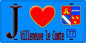 Plaque métal décorative  J' ❤️Villeneuve-le-Comte, Seine et Marne (77) fond bleu