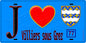 Plaque métal décorative  J' ❤️Villiers-sous-Grez, Seine et Marne (77) fond bleu