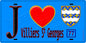 Plaque métal décorative  J' ❤️Villiers-Saint-Georges, Seine et Marne (77) fond bleu