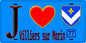 Plaque métal décorative  J' ❤️Villiers-sur-Morin, Seine et Marne (77) fond bleu