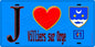 Plaque métal décorative  J' ❤️Villiers-sur-Orge, Essonne (91) fond bleu