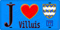Plaque métal décorative  J' ❤️Villuis, Seine et Marne (77) fond bleu
