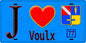 Plaque métal décorative  J' ❤️Voulx, Seine et Marne (77) fond bleu