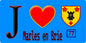 Plaque métal décorative  J' ❤️Marles-en-Brie, Seine et Marne (77) fond bleu