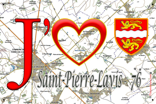 Plaque métal décorative 20 cm x 30 cm  J' ❤️ Saint-Pierre-Lavis, Seine Maritime (76)