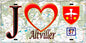 Plaque métal décorative, J'❤️Altviller, Moselle (57) fond carte