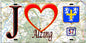 Plaque métal décorative, J'❤️ Alzing, Moselle (57) fond carte