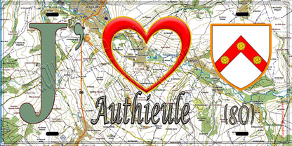 Plaque métal décorative 15X30 J' ❤️ Authieule, Somme (80)