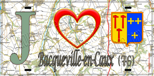 Plaque métal décorative 15x30 J' ❤️ Bacqueville-en-Caux, Seine Maritime (76) géo