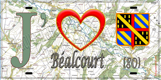 Plaque métal décorative 15X30 J' ❤️ Béalcourt, Somme (80)