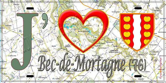 Plaque métal décorative 15X30 J' ❤️ Bec-de-Mortagne, Seine Maritime (76) géo