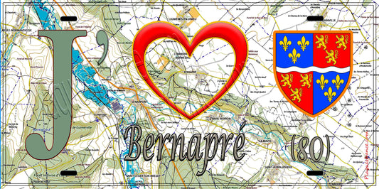 Plaque métal décorative 15X30 J' ❤️ Bernapré, Somme (80)