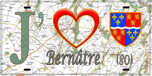Plaque métal décorative 15X30 J' ❤️ Bernâtre, Somme (80)