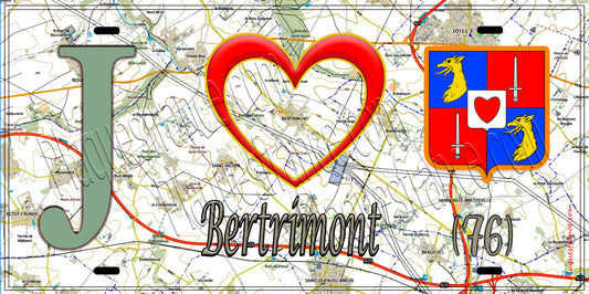 Plaque métal décorative 15x30 J' ❤️ Bertrimont, Seine Maritime (76) géo
