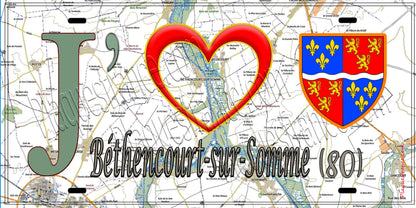 Plaque métal décorative 15X30 J' ❤️ Béthencourt-sur-Somme, Somme (80)