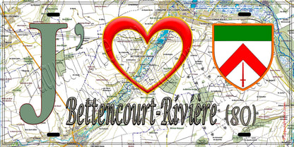 Plaque métal décorative 15X30 J' ❤️ Bettencourt-Rivière, Somme (80) geo