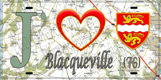 Plaque métal décorative 15X30 J' ❤️ Blacqueville, Seine Maritime (76)
