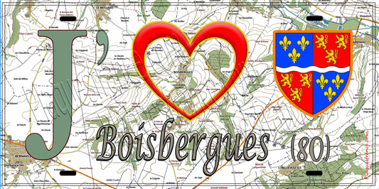 Plaque métal décorative 15X30 J' ❤️ Boisbergues, Somme (80)