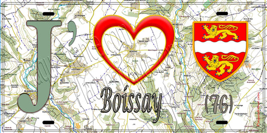Plaque métal décorative 15X30 J' ❤️ Boissay, Seine Maritime (76) géo