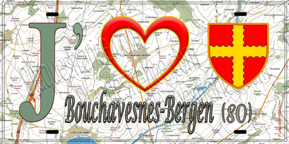 Plaque métal décorative 15X30 J' ❤️ Bouchavesnes-Bergen, Somme (80)