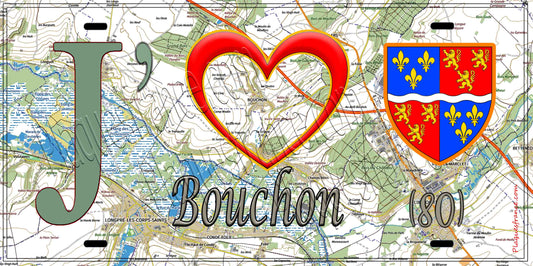 Plaque métal décorative 15X30 J' ❤️ Bouchon, Somme (80)