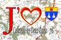 Plaque métal décorative 20 cm x 30 cm J' ❤️ Calleville-les-Deux-Églises, Seine Maritime (76)